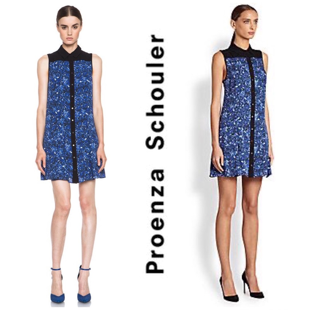 NEW Proenza Schouler Silk Microprint Shirt Dress